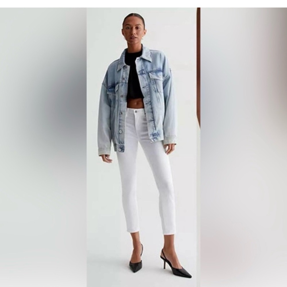 AG Prima Crop Cigarette Leg Mid-Rise White Jeans Size 29 spring summer luxury